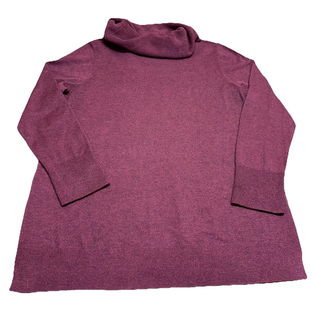 Loft Burgundy Cowl Neck Long Sleeve Ribbed Knit Tunic Sweater Women's XL - Picture 4 of 7